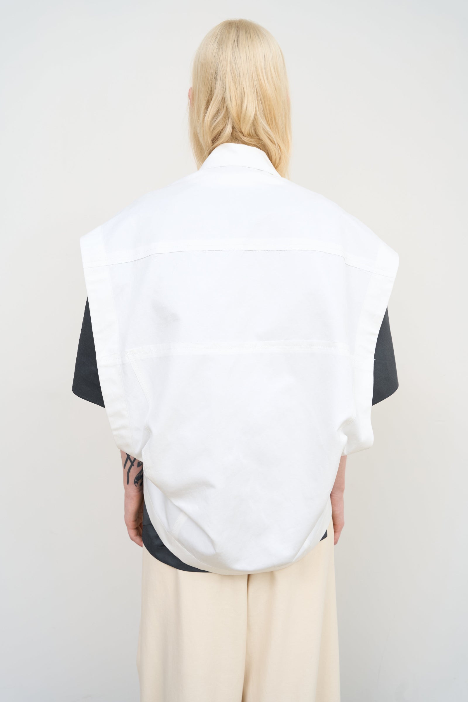 WHITE DENIM OVERSIZED VEST