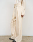 WIDE COTTON PANTS WITH ADJUSTIBLE WAIST Ivory 2