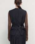 WOOL-BLEND VEST WITH DRAPED SIDES