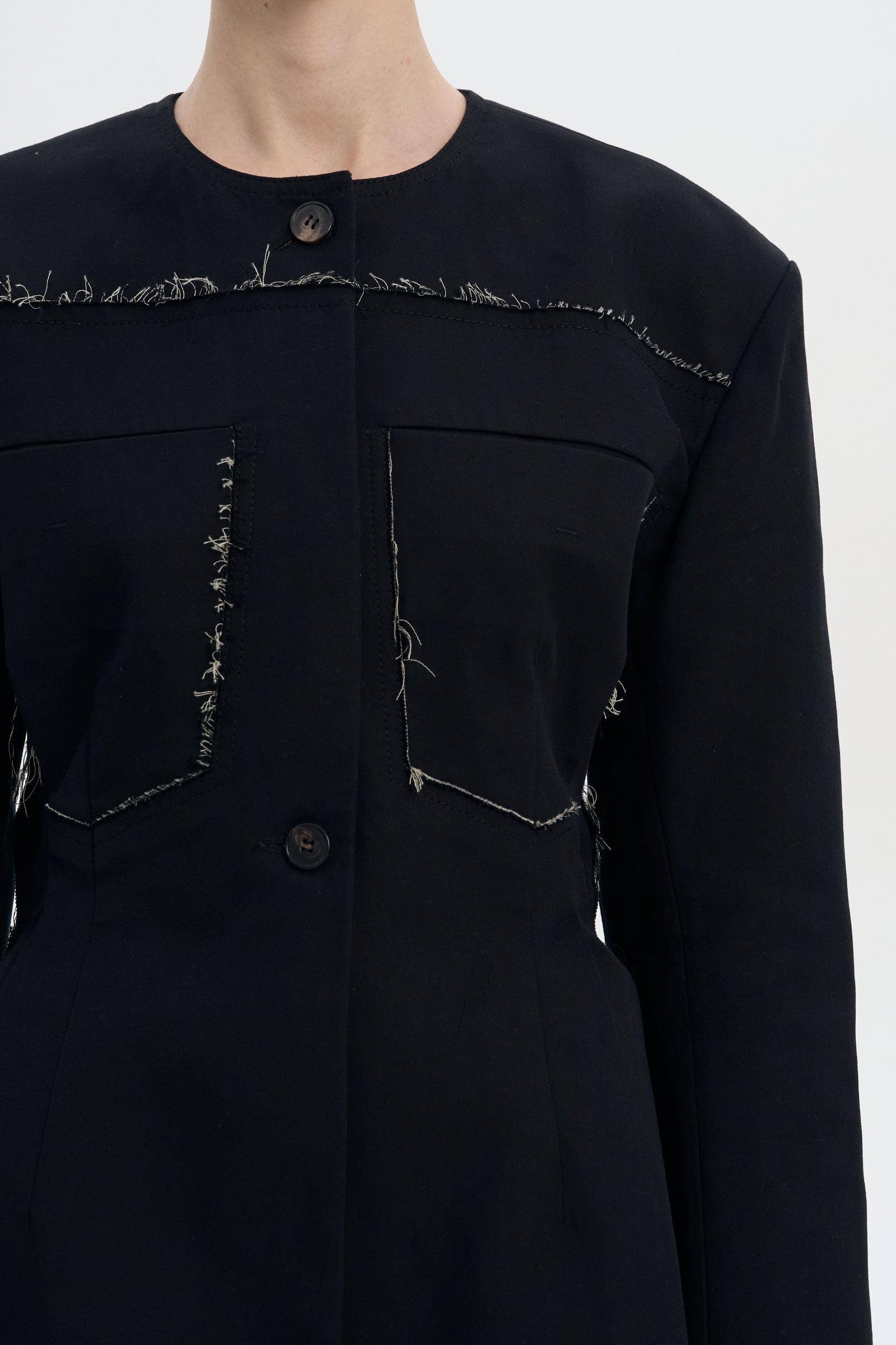 Waist Fitted Frayed Jacket 4