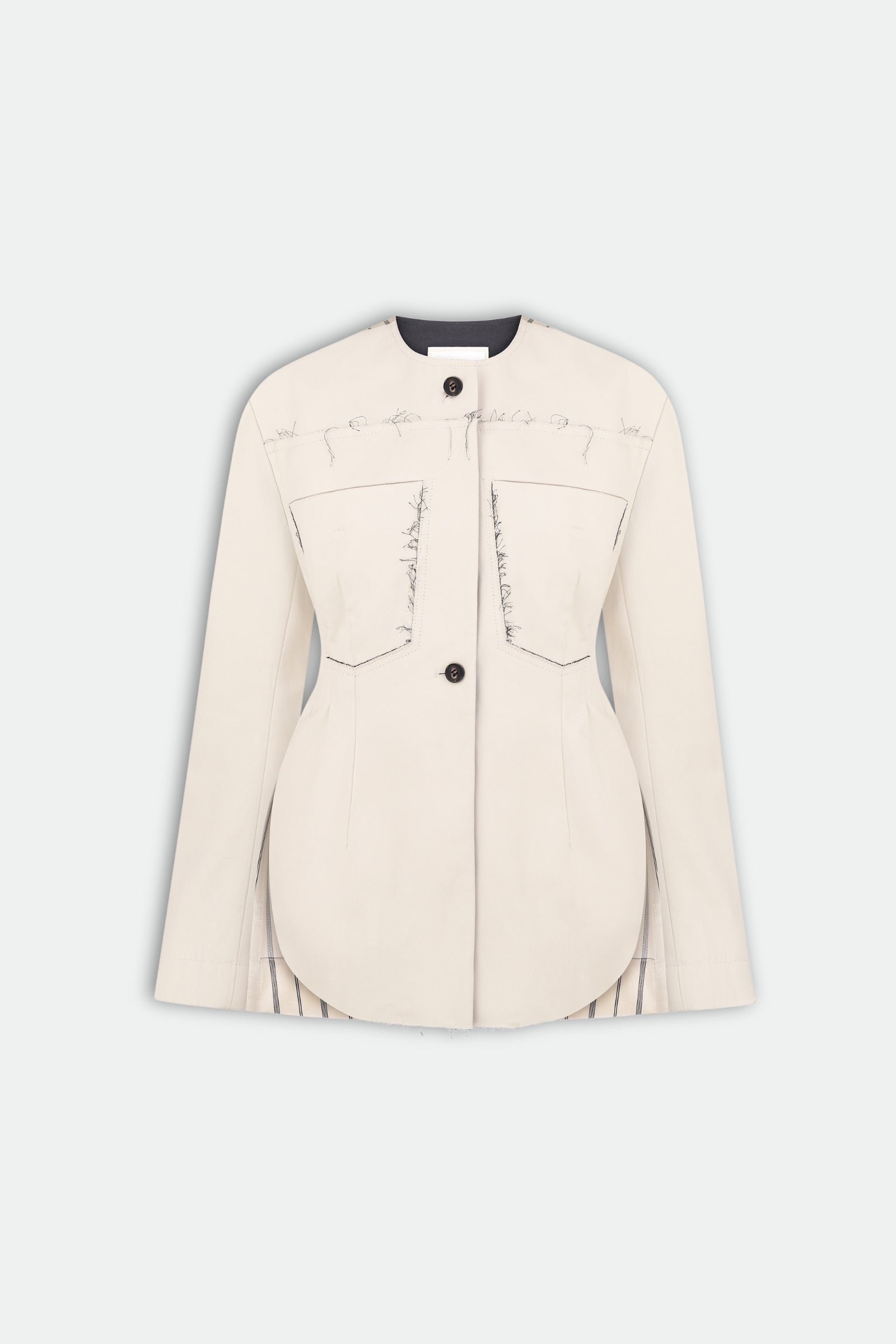 Waist Fitted Frayed Jacket With Satin Back  3