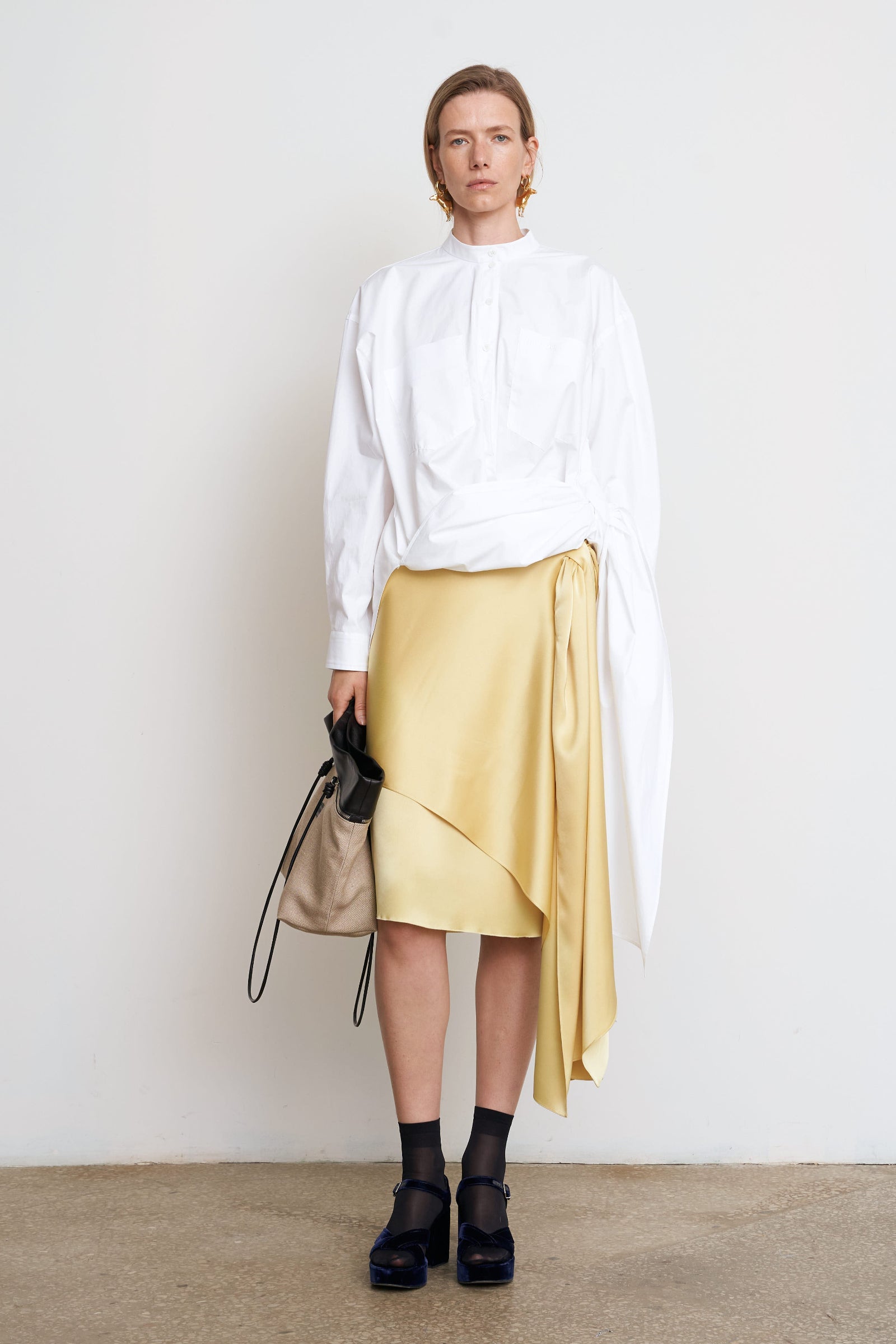 Waist Twisted Cotton Blouse 1