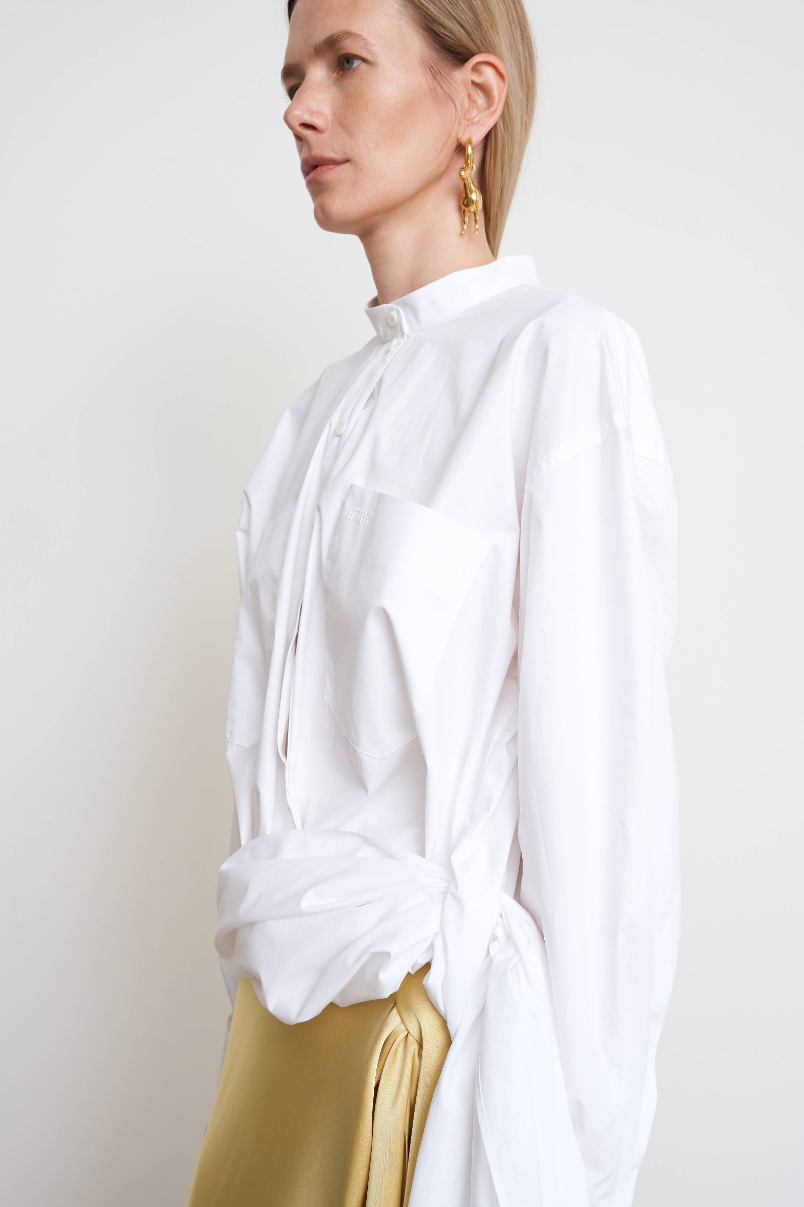 Waist Twisted Cotton Blouse 2