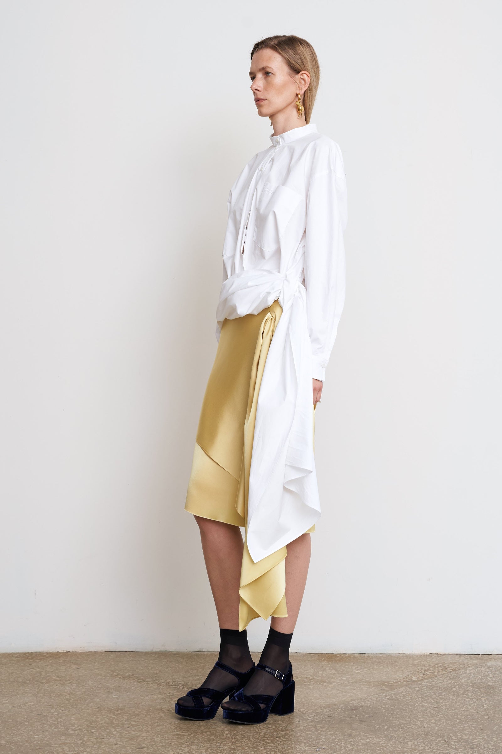 Waist Twisted Cotton Blouse 3