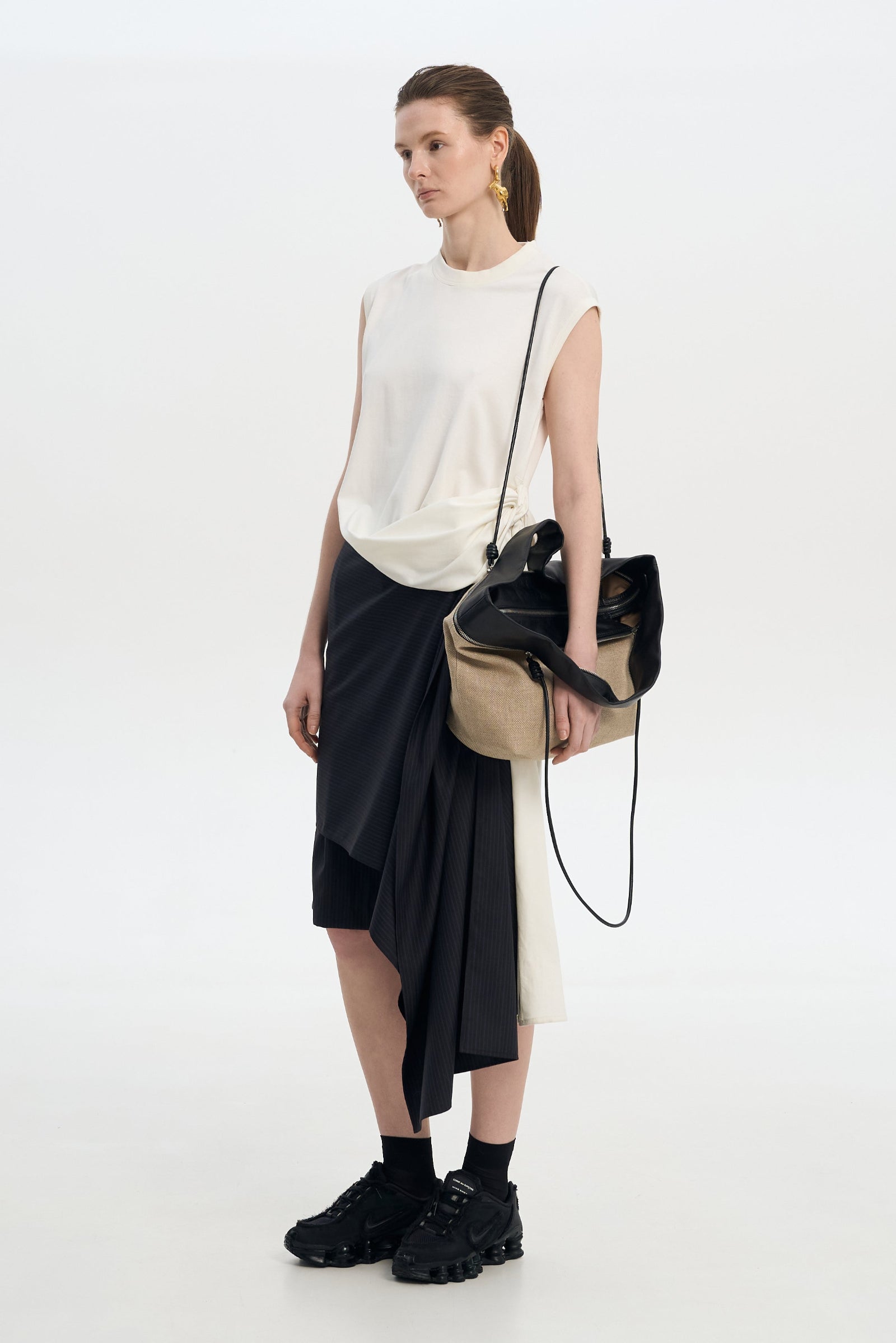 Waist Twisted Cotton T-Shirt 4