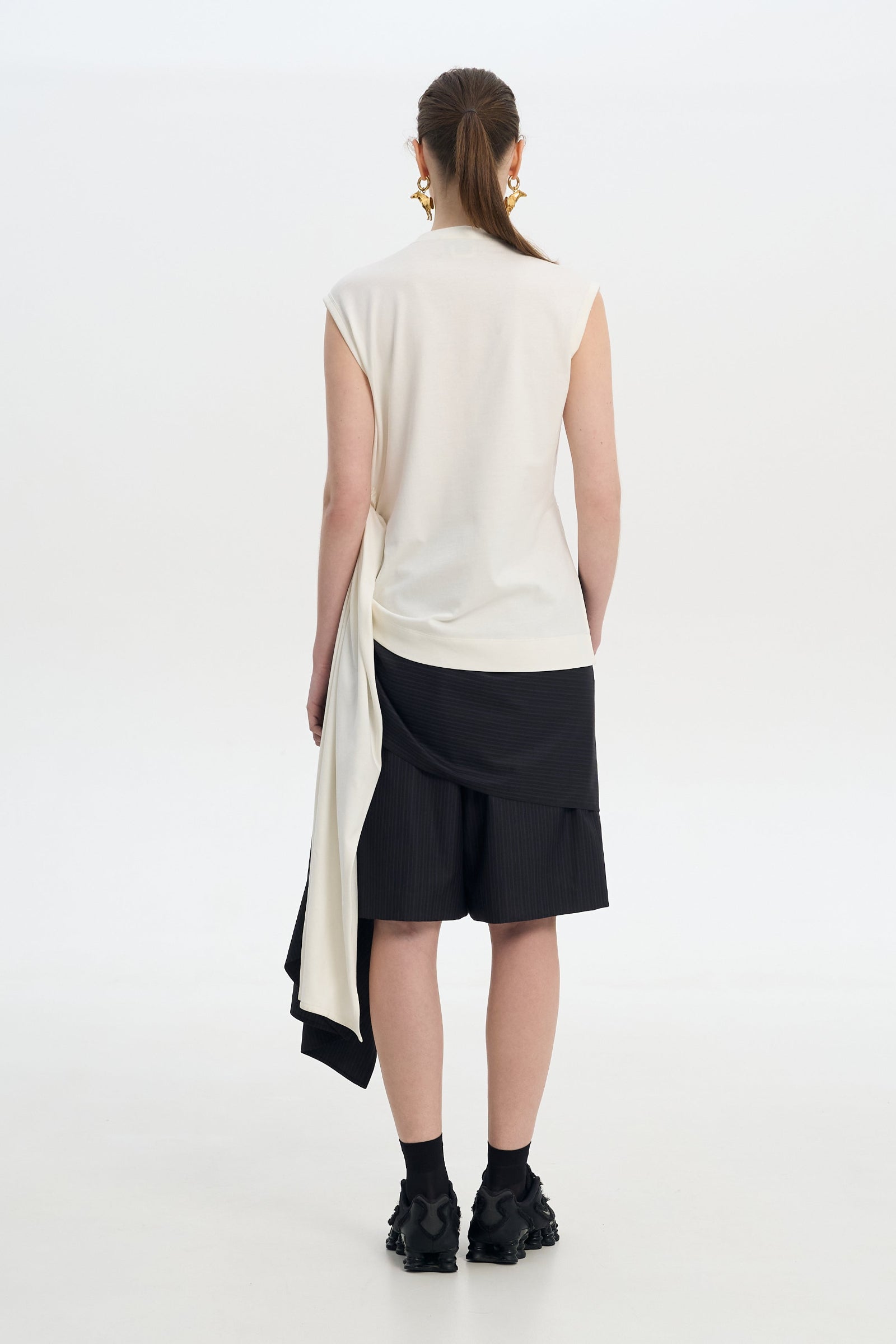 Waist Twisted Cotton T-Shirt 5