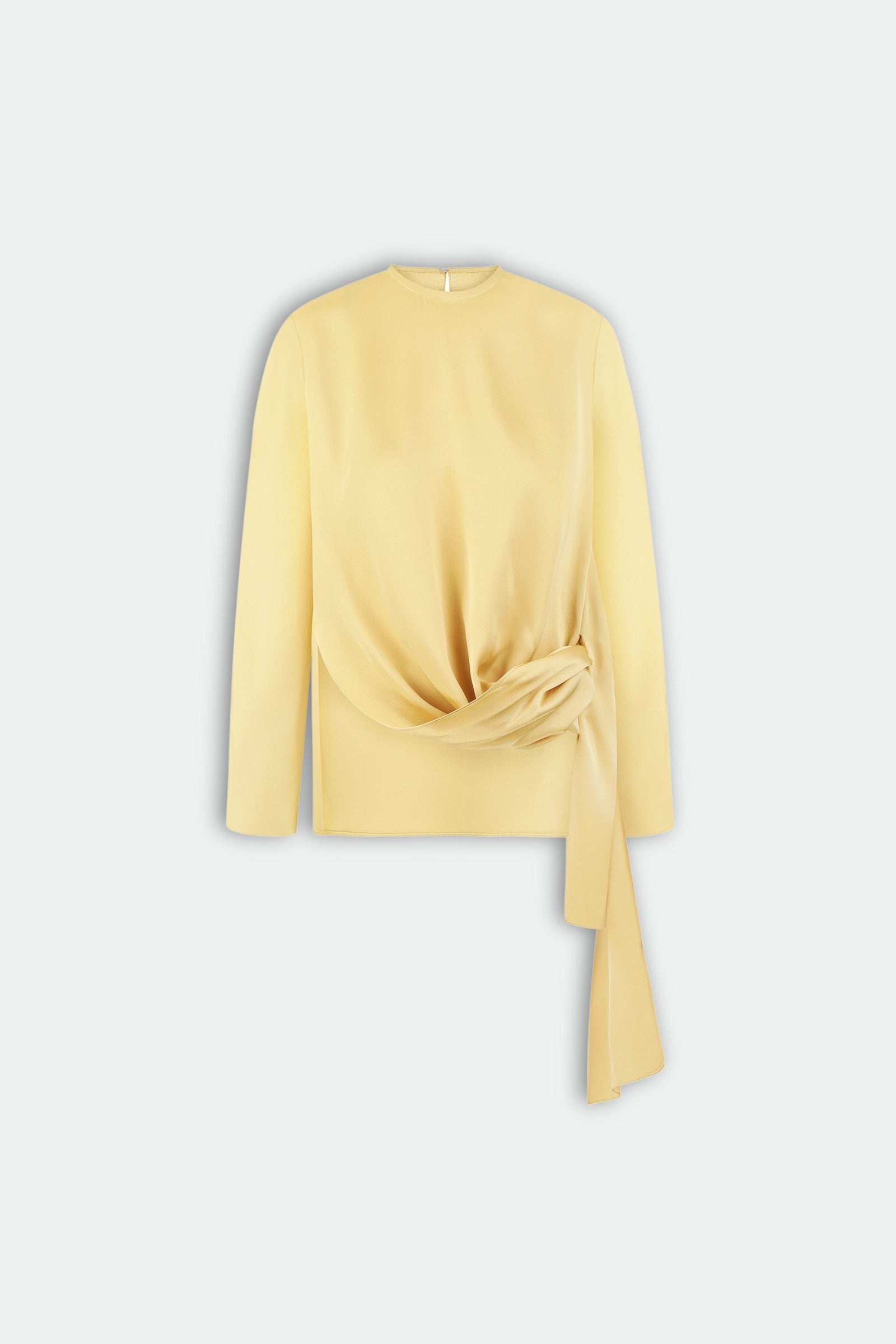 Waist Twisted Satin Blouse – Yellow 6