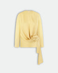 Waist Twisted Satin Blouse – Yellow 6
