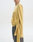 Waist Twisted Satin Blouse – Yellow 3