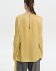 Waist Twisted Satin Blouse – Yellow 4