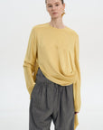 Waist Twisted Satin Blouse – Yellow 5