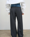 Wide Leg Pants With Denim Panel
