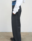 Wide Leg Pants With Denim Panel