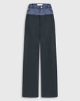 Wide Leg Pants With Denim Panel