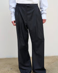 Wide Leg Trousers With Adjustable Waist Black