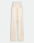 Wide cotton pants with adjustable waist ivory color 3