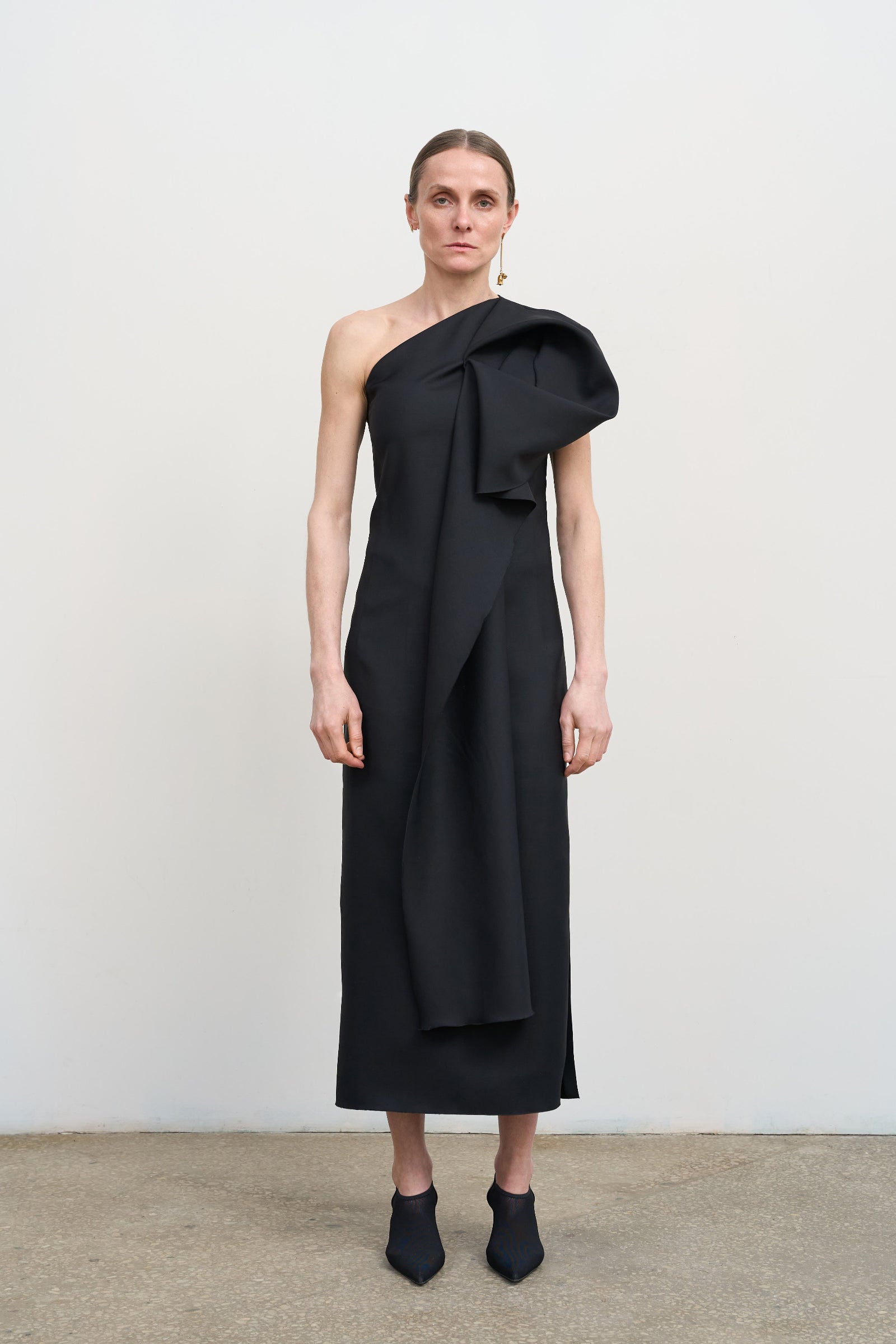 WOOL-BLEND DRESS WITH FLORAL DETAIL