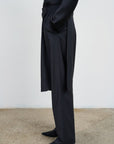 WOOL-BLEND PANTS WITH WRAP SKIRT OVERLAY
