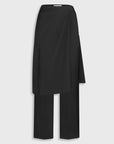 WOOL-BLEND PANTS WITH WRAP SKIRT OVERLAY