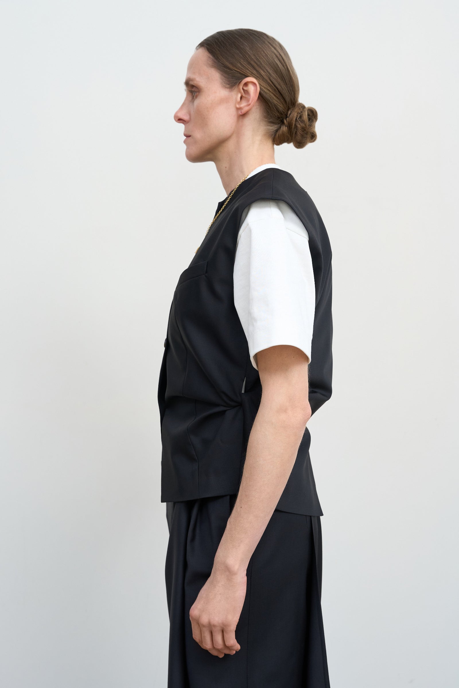 WOOL-BLEND VEST WITH DRAPED SIDES