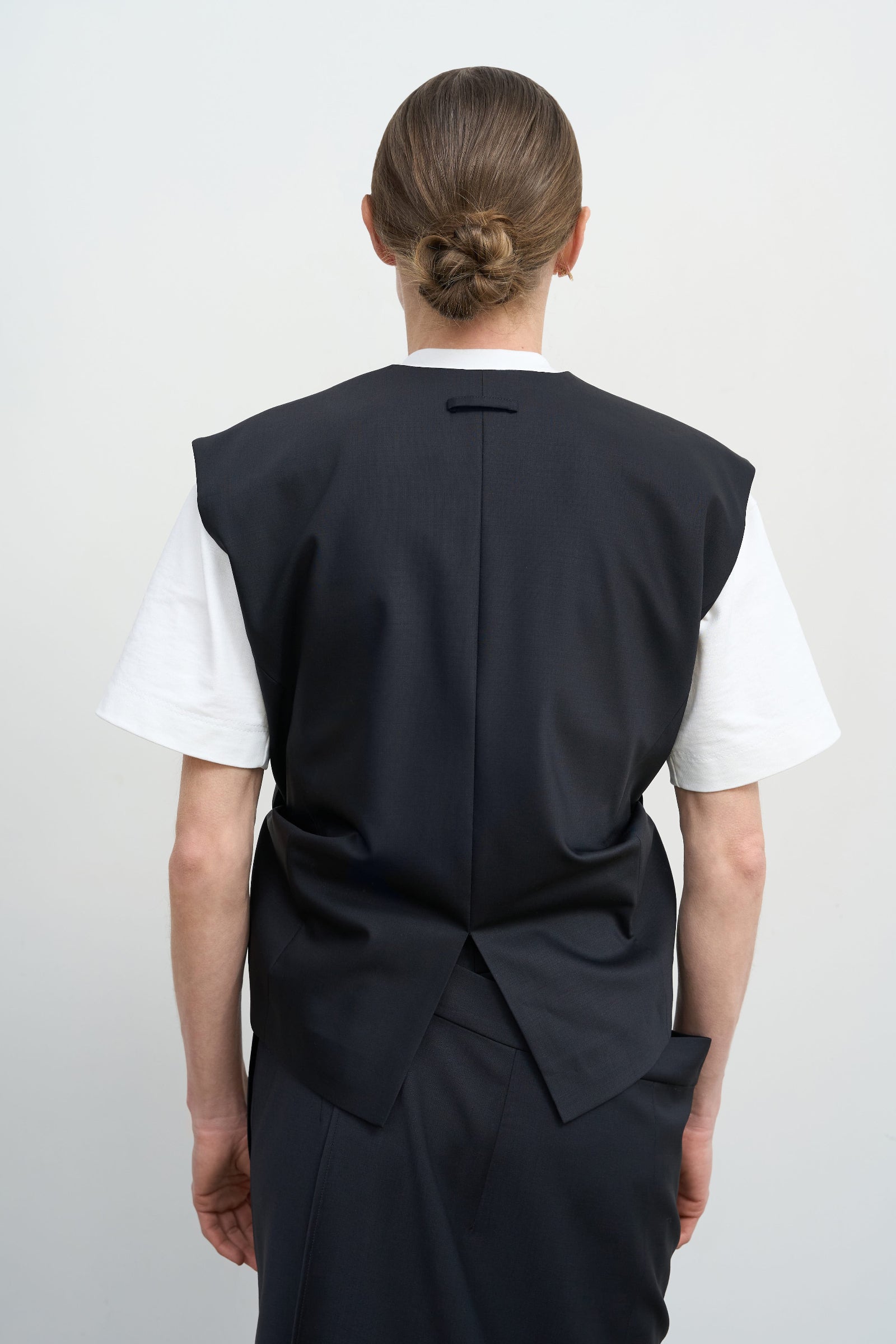 WOOL-BLEND VEST WITH DRAPED SIDES