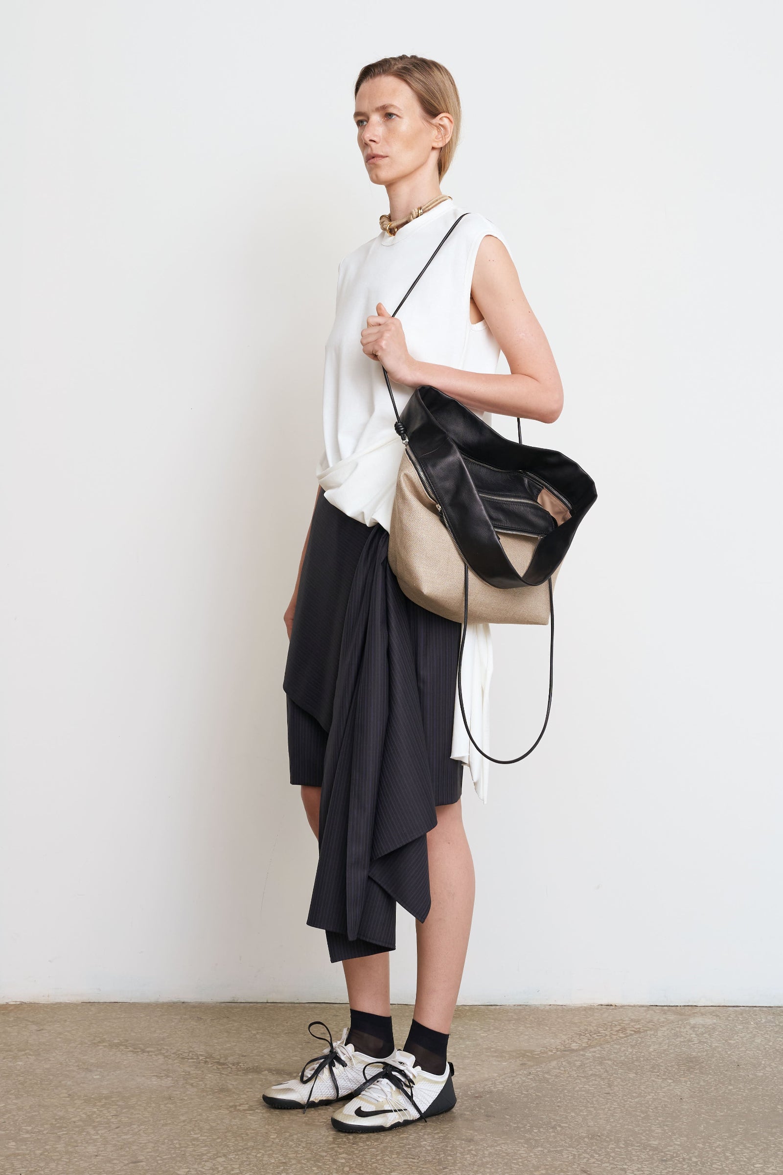 ZIP MINI BAG IN CANVAS WITH SHOULDER STRAP 1