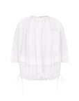 POPLIN BALLOON BLOUSE WITH HEM STRING