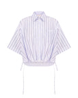 ASYMMETRIC HEM STRIPED COTTON POPLIN SHIRT