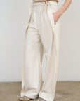 HIGH-RISE PLEATED WIDE-LEG PANTS
