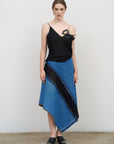 ASYMMETRIC DENIM MAXI SKIRT