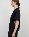 COTTON T-SHIRT WITH SIDE CHIFFON STRIPES