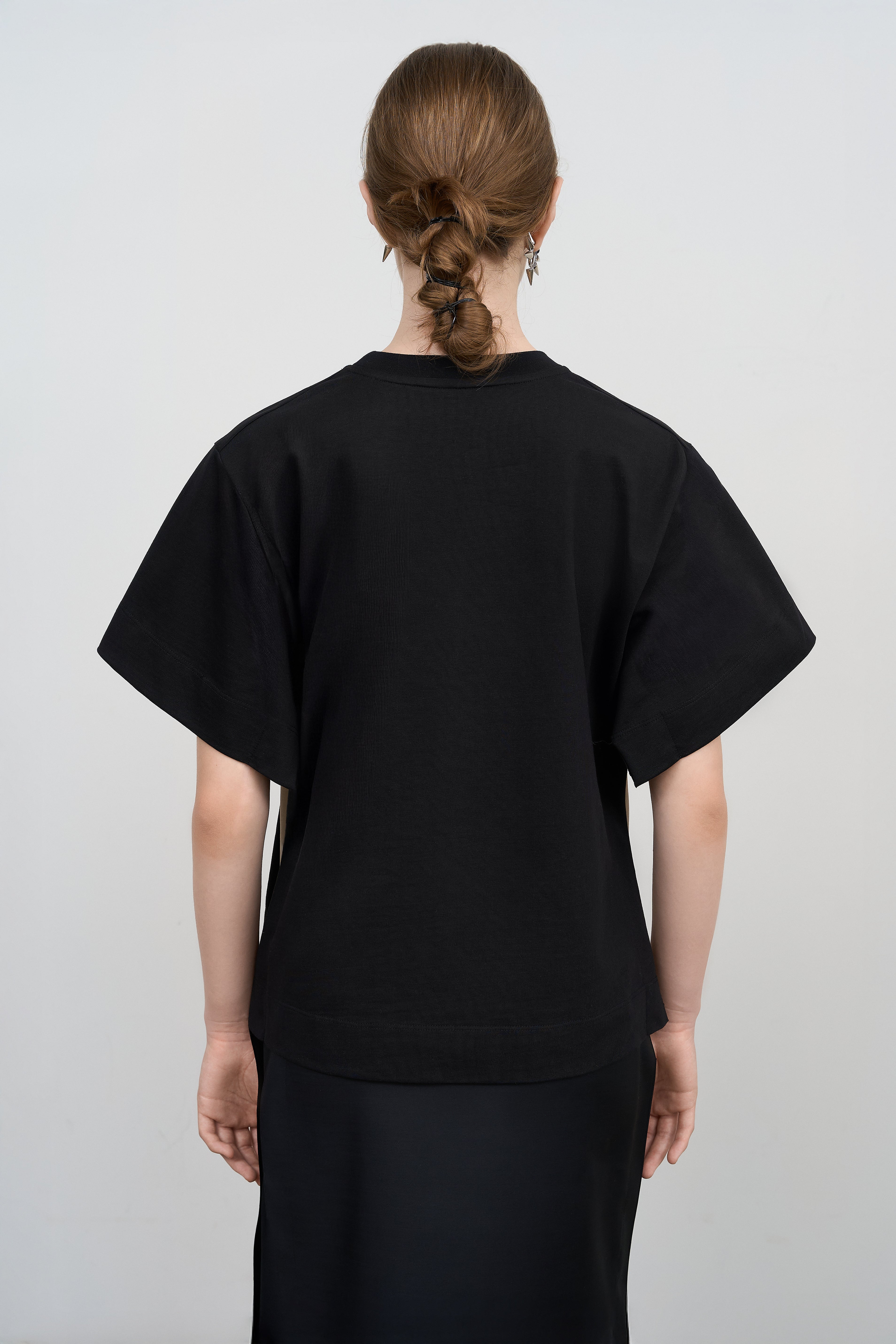 COTTON T-SHIRT WITH SIDE CHIFFON STRIPES – Litkovska
