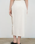 SKIRT WITH FRAYED-EDGE SIDE STRIPES