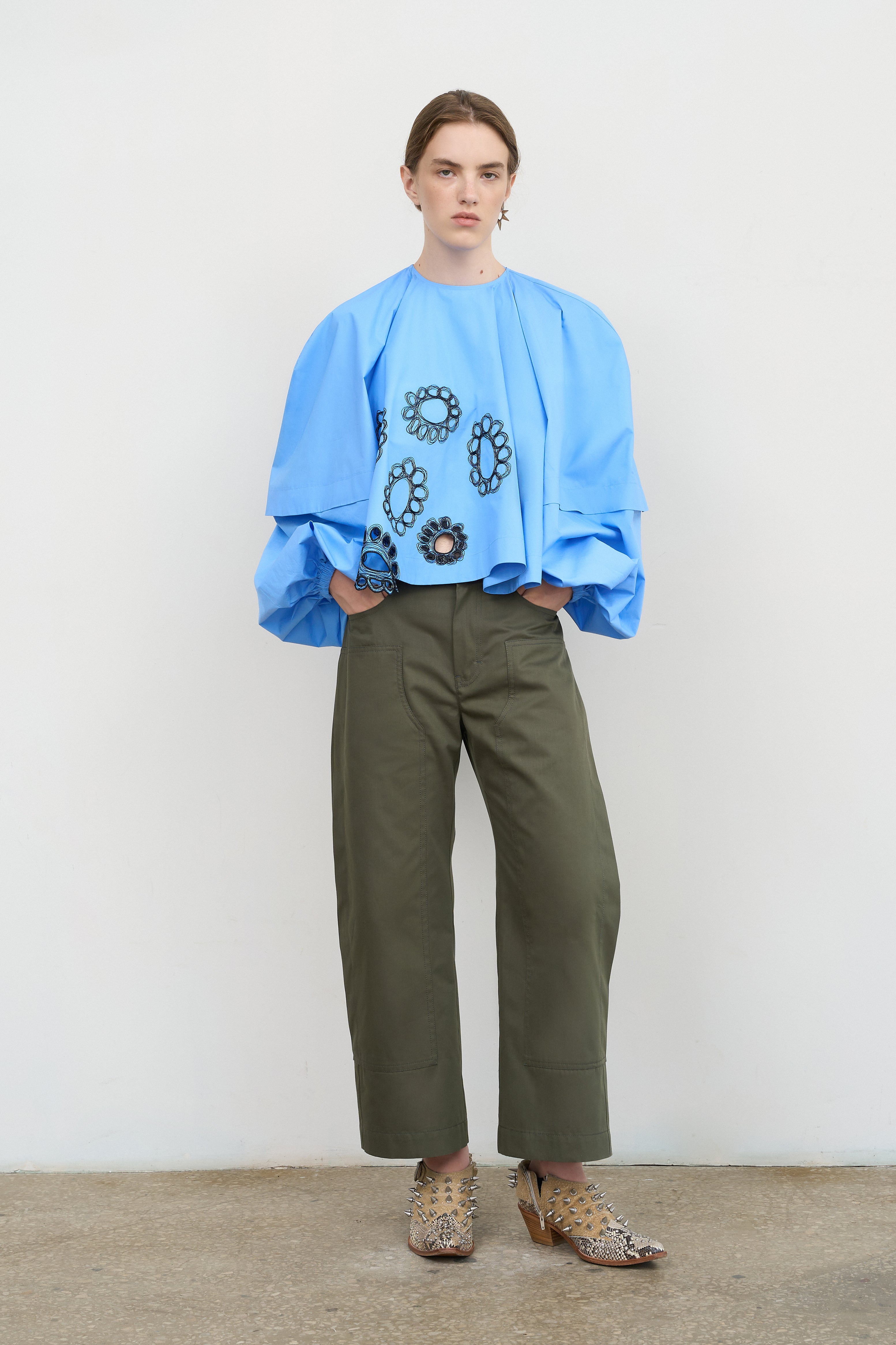 EMBROIDERED POPLIN BALLOON BLOUSE – Litkovska