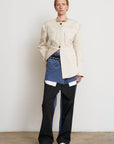 WAIST FITTED FRAYED JACKET WITH SATIN BACK