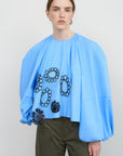 EMBROIDERED POPLIN BALLOON BLOUSE