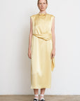 WAIST TWISTED SATIN DRESS YELLOW