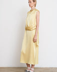 WAIST TWISTED SATIN DRESS YELLOW