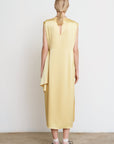 WAIST TWISTED SATIN DRESS YELLOW