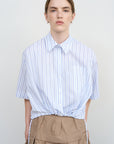 ASYMMETRIC HEM STRIPED COTTON POPLIN SHIRT