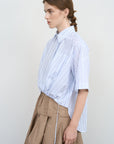 ASYMMETRIC HEM STRIPED COTTON POPLIN SHIRT