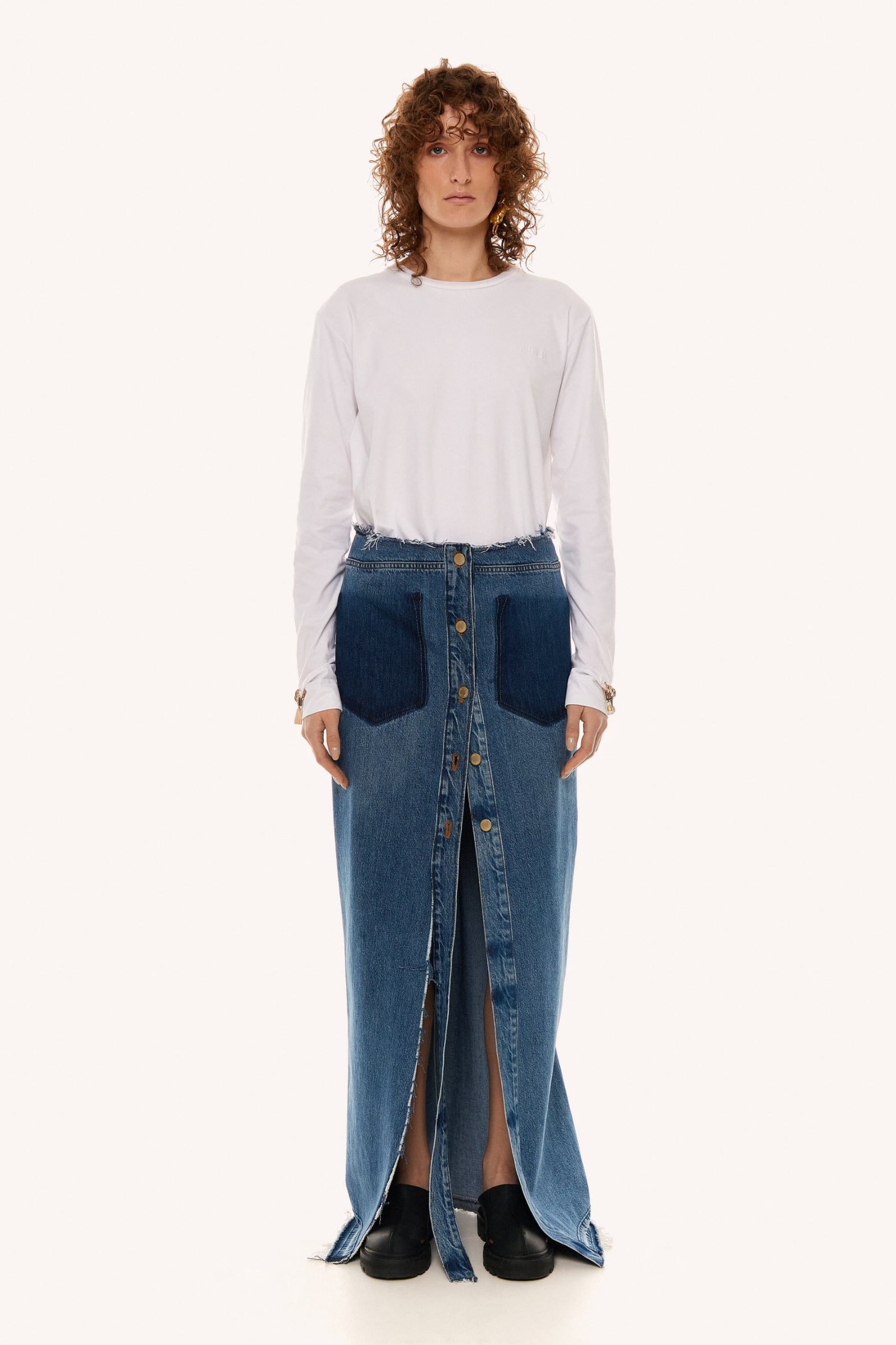 Litkovska / リトコフスカ | コットン チェック ストール シャツ | 34 | ブラック/ブルー/ホワイト | レディース Spring–Summer 2024 Collection | LITKOVSKA