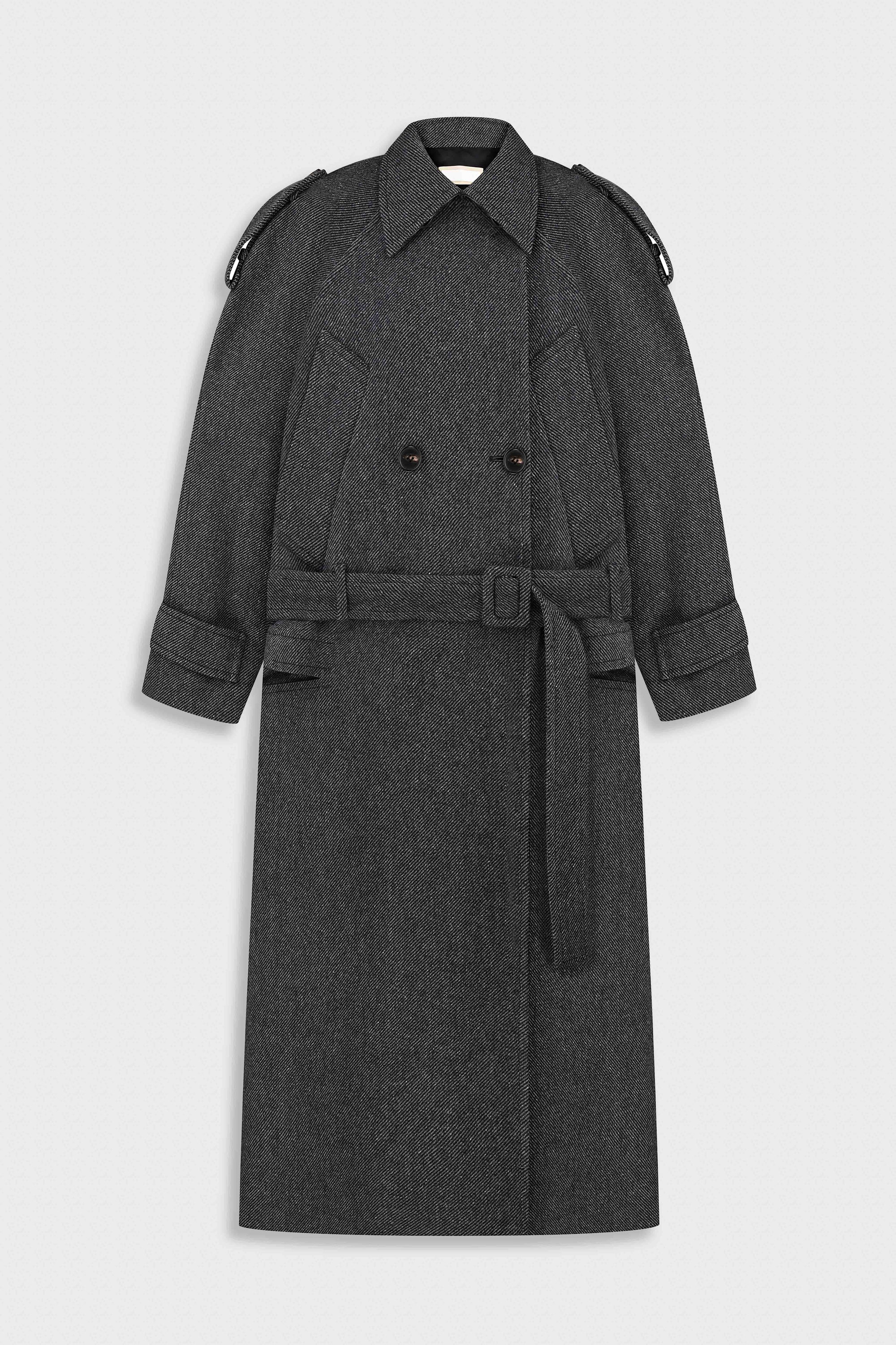 Belted Wool-Blend Coat With Capelet Detail_1