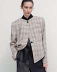 CHECKED CROPPED CARGO JACKET