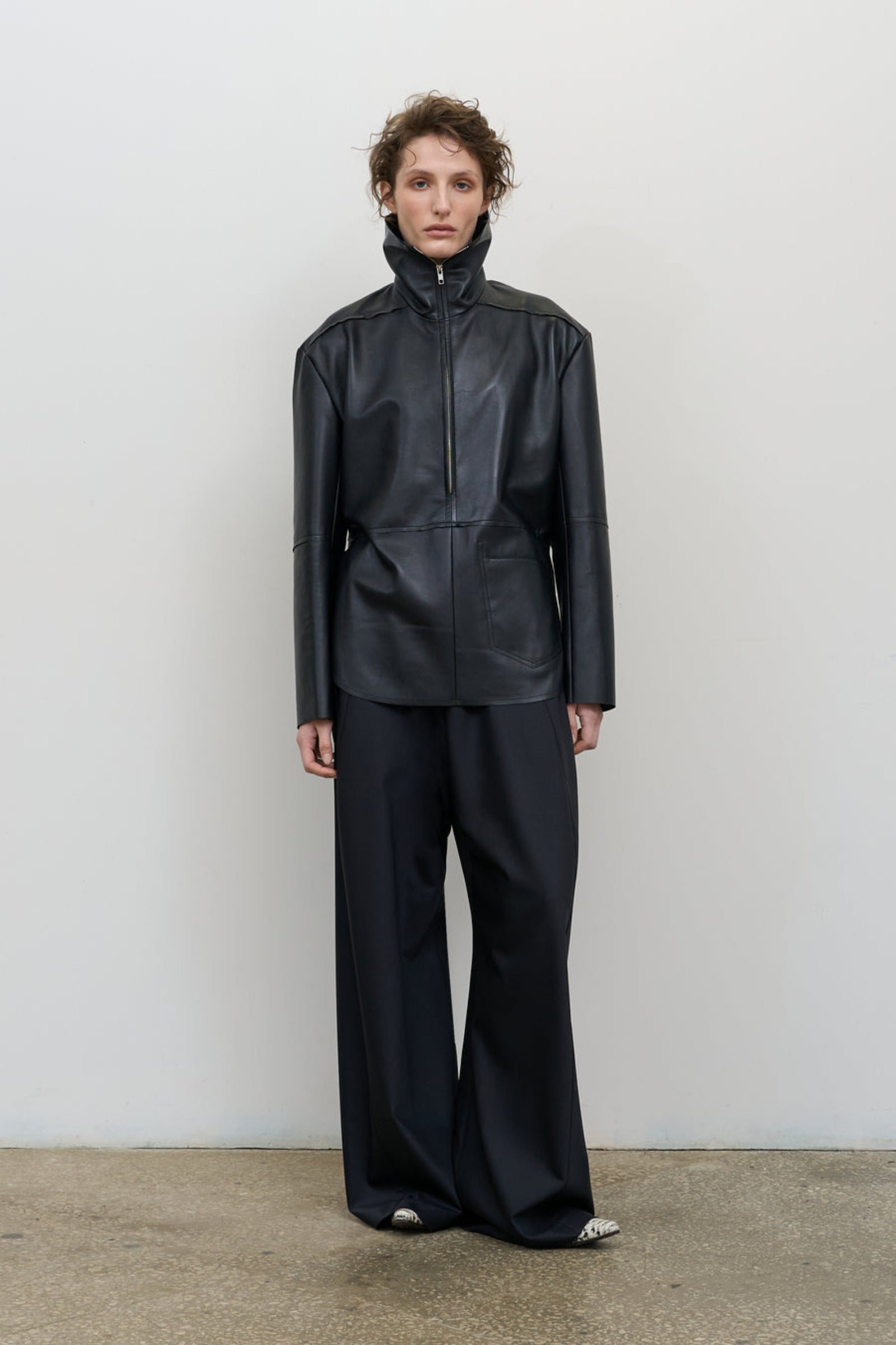 CITYSCAPE LEATHER JACKET WITH FRONT POCKET