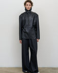CITYSCAPE LEATHER JACKET WITH FRONT POCKET