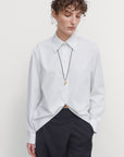 COTTON POPLIN SHIRT WITH DRAPED HEM