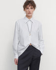 COTTON POPLIN SHIRT WITH DRAPED HEM