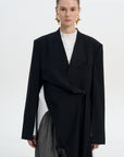 Collarless Jacket With Scarf Detail 3