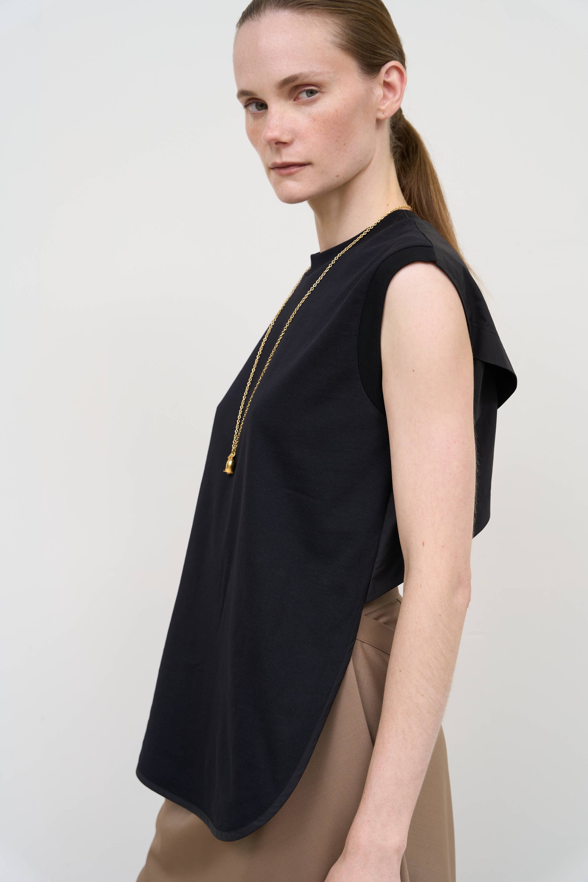 Criss-Cross Back T-Shirt in Black